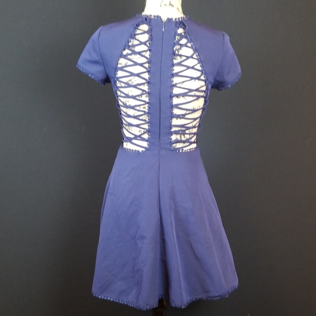 Akira Corset Lace Up Open Back Dress High Neckline